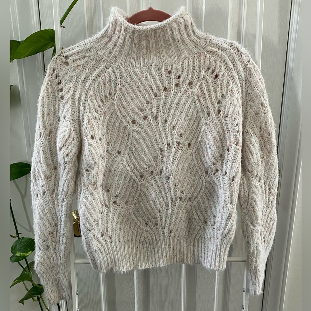 Anthropologie Heartloom Sylvie Mockneck Fuzzy Sweater in Confetti Rainbow XS